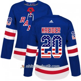 Dame Ishockey New York Rangers Tröja Chris Kreider 20 Adidas 2017-2018 Blå USA Flag Fashion Authentic